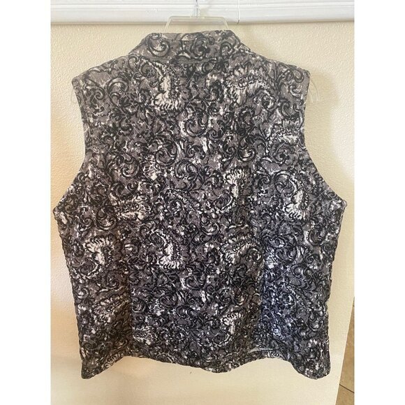 Basic Editions Corduroy Paisly Vest in black and white, XL - Picture 5 of 9